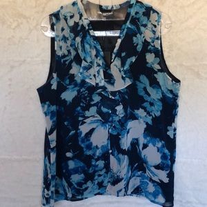 Karl Lagerfeld blue blouse top sz Large L